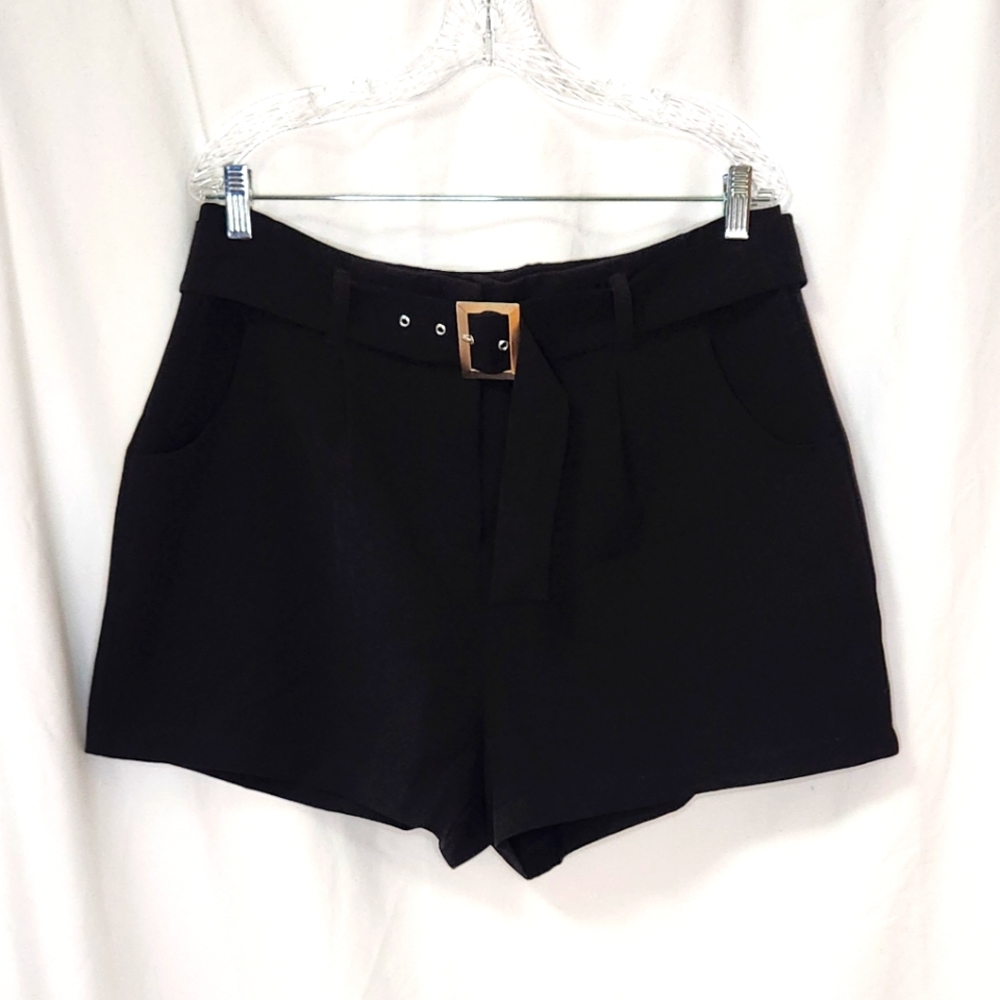 Forever21+ Black Tailored Shorts with Belt